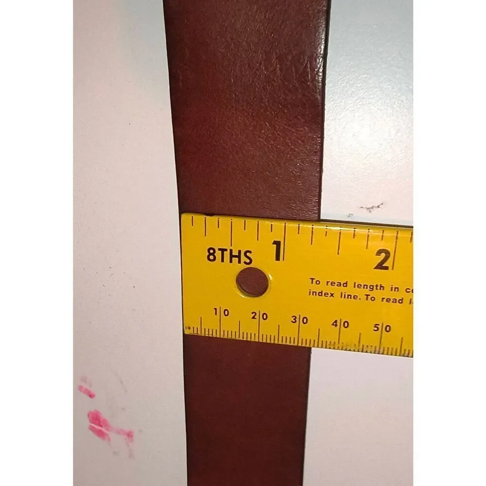 Eddie Bauer Leather Belt WPL 9647 Size 40 Brown England Silver tone hardware
